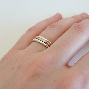 Set of Three Hammered Gold Fill Stacking Rings made to order in your size image 4