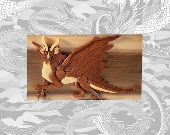 Carver Dan's - Flying Dragon, a handcrafted wooden keepsake gift box. A puzzle box with a secret compartment. BPL-0035