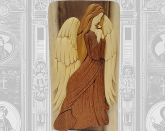 Carver Dan's - Ángel Perfecto, una caja de regalo de madera artesanal para recuerdos. Una caja de rompecabezas con un compartimento secreto. BPL-0062