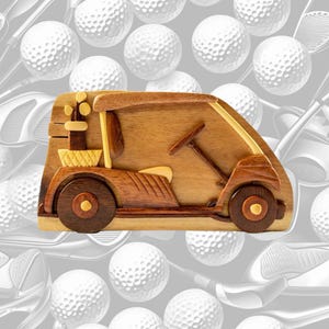 Golf Cart, BPL-0086, Carver Dan's hand-crafted wooden keepsake gift box