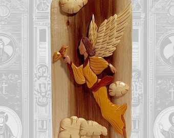 Carver Dan's - Healing Angel, una caja de regalo artesanal de madera para guardar recuerdos. Una caja con un compartimento secreto. BPL-0121