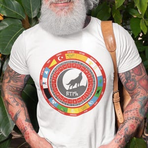 Bozkurt Turkic Unity T-Shirt – Pan-Turkist Design with Runes & Flags - Turan - Turkic States Flag Shirt- Turan Birligi