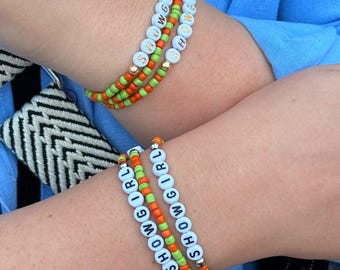Showgirl Inspired Glass Beaded Bracelet: Custom Swiftie Friendship Bracelet