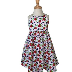 Strawberries and Blueberries Criss Cross Sundress, Kids Sundress, Kids Dress, Baby Dress, Toddler Dress