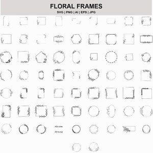 Floral Frames SVG,Botanical Flowers,Square SVG,circle frame,Rectangle Frames Svg,Wedding Monogram Clipart,Digital files,Instand download svg