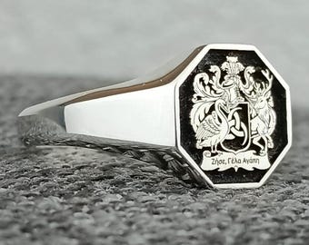 Coat of Arms Ring, Family Crest Rings, Custom Signet Ring, Crest Ring, Family Crest Signet Ring Christmas Gift