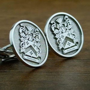 Custom Coat of Arms Cufflinks: Sterling Silver Family Crest