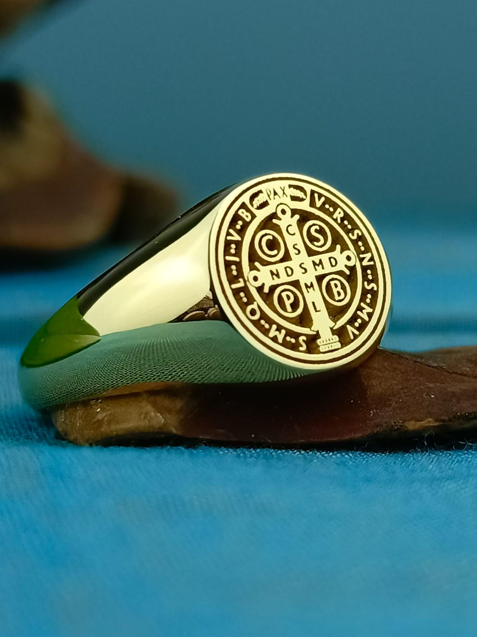 St Benedict Medal Cross Ring, 925 Sterling Silver,Religious Jewelry,St Benedict Ring,Saint Benedict Signet Ring,Cross Exorcism Ring