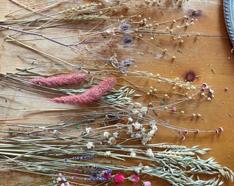 Mixed box of dried flower & herb stems for crafting, weddings, special events