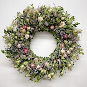 Wildflower and lavender wreath. Wonderful Spring summer and fall natural wreath- dried flower wreath