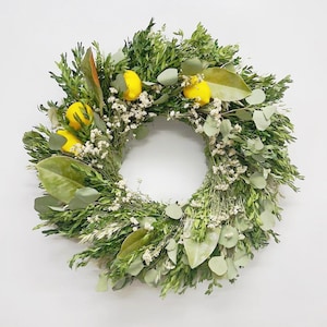 Limoncello. Lemon & Magnolia dried citrus flower wreath - winter, spring, summer wreath - 22 inch