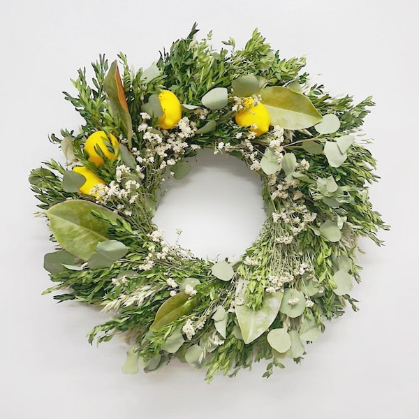 Limoncello. Lemon & Magnolia dried citrus flower wreath - summer wreath -