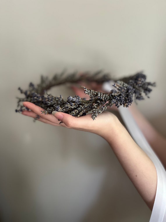 dried lavender hair crown, Wedding bridal, bridesmaid, flower girl flower  crown, boho floral crown