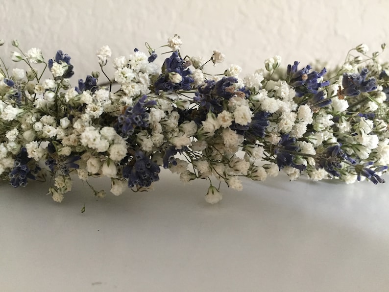 Babies Breath and Dried Lavender flower crown