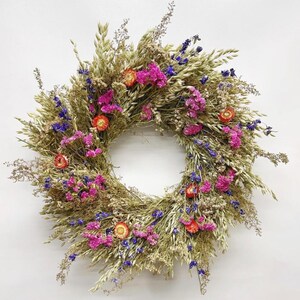 Pink Skies Dried Flower Wreath: Farmhouse Cottagecore Wall Decor