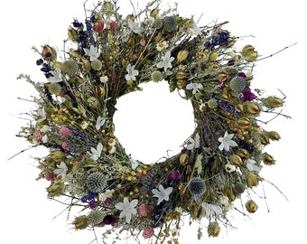 Garden Fairy dried floral Wreath - Spring summer and fall wreath