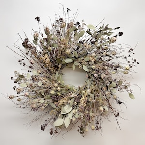 Fall Olive Grove dried floral wreath -autumn all natural neutral decor