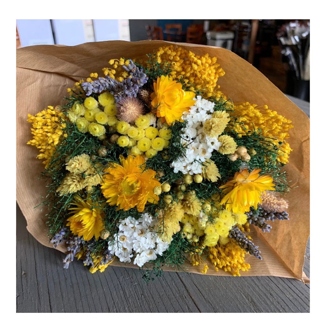 Sunny Days Dried Yellow Flower Bouquet Etsy