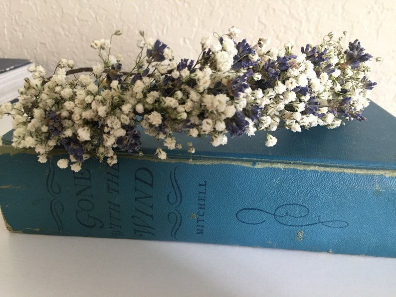 Babies Breath and Dried Lavender flower crown