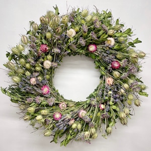 Dried Wildflower & Lavender Wreath – Farmhouse Floral Decor