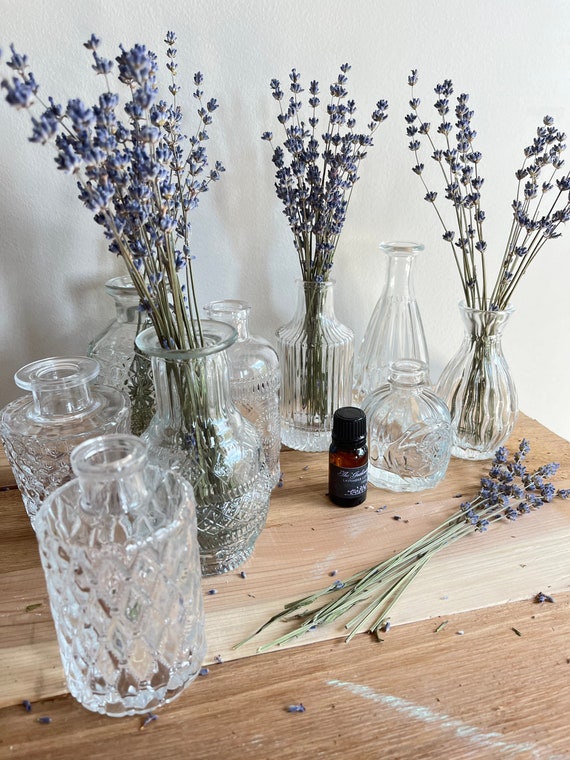 Dried Lavender Aromatherapy Diffuser With Vintage Inspired Bud Vase and  Essential Oil Set 