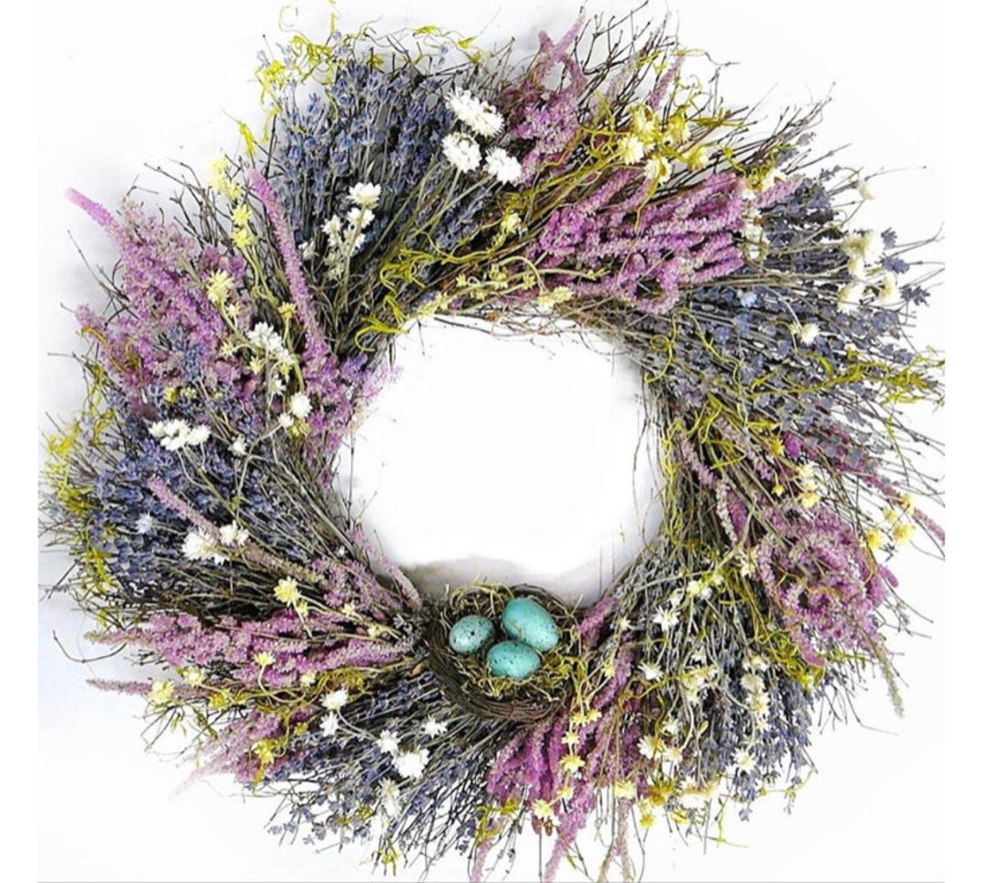 Nest of flowers, dried floral spring wreath 22 Inch – The