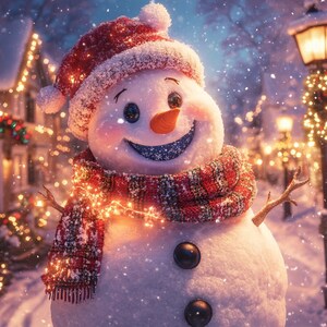 Niedliche Schneemann druckbare Wandkunst, glücklicher Schneemann-Weihnachtsdekor, Winterurlaub-Digital-Download, festlicher Schneemann-Kunstdruck