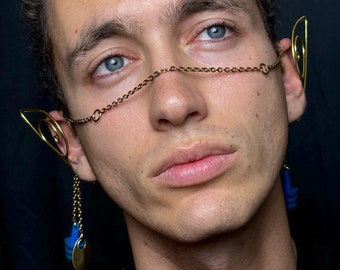 Gold Face Chain + Necklace | Hearing Protection, Rave Festival Wear