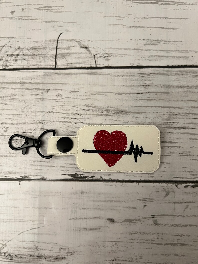 EKG Heart Key Fob - Etsy