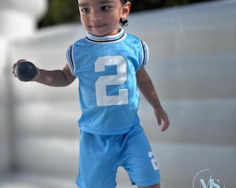 Baby Personalized Basketball Jersey, Shorts or Set: Jersey, Shorts, Ball, and Sweatband Combo!