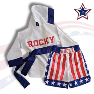 Personalized Boxing Youth Robe and shorts Legends Set &quot;Rocky Balboa&quot; Edition Costume with Custom Robe and Shorts- GLOVES NOT INCLUIDED