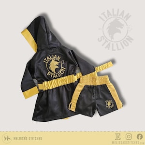 Personalized Baby & Kids Boxing Legends Set &quot;Italian Stallion&quot; Edition Costume with Custom Robe and Shorts