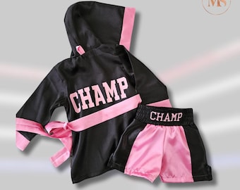 Set da boxe Little Champion con accappatoio e pantaloncini personalizzati