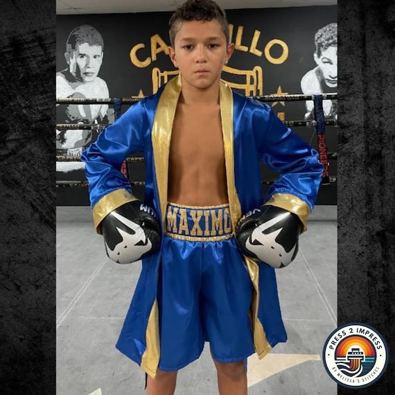 Youth Boxing Set: Customized Robe & Shorts with Vinyl Personalization (gloves NOT included)