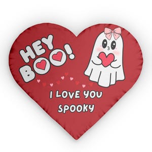Ghost Heart Pillow, Halloween Decor, Spooky Romantic Cushion, Custom Shaped Pillows, Boo Gift, Valentine&#39;s Day Decor, Cute Ghost Pillow