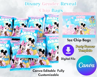 Editable Gender Reveal Chip Bags