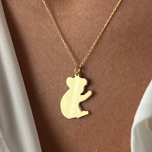 Koala Necklace · 14K Gold Plated · 925K Sterling Silver · Animal Pendant · Koala Bear Necklace · Lazy Necklace · Unisex Jewelry