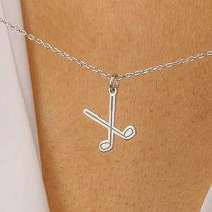Ice Hockey Necklace · 14K Gold Plated · 925K Sterling Silver · Sport Pendant · Hockey Necklace · Hockey Stick Necklace · Unisex Jewelry