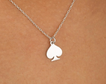 Spade Necklace · 14K Gold Plated · 925K Sterling Silver · Digger Pendant · Playing Cards Necklace · Gamble Necklace · Unisex Jewelry