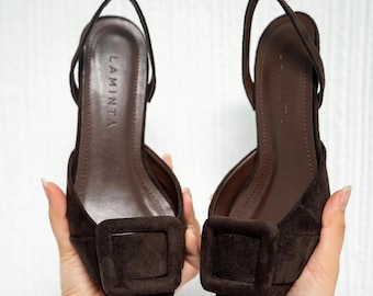 Pointed Toe Elegant Shoes for Women, Buckle Detailed Women's Suede Shoes, Woman Wedding Shoes, Special Day Shoes