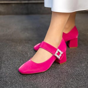 Heeled Wedding Shoes, Pink Color Wedding Shoes, Square Heel Shoes, Wedding Shoes, Block Heel Shoe, Bridesmaid Shoes, Special Design Shoe