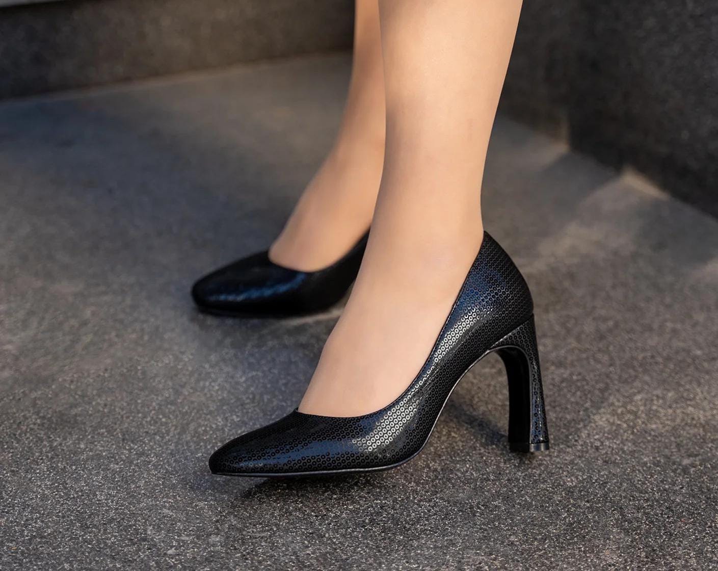 Black Sequin Heels Norway