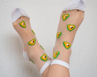 Women Transparent Polka Dot Patterned Socks, Tulle Socks, Cute Breathable Sock, Comfortable Casual Socks, Transparent Special Occasion Socks