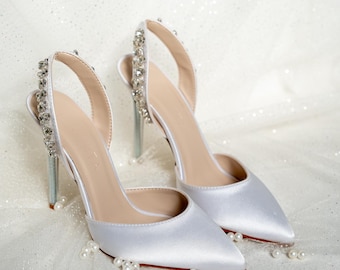 Heeled Bridal Shoes, Wedding Shoes, Special Stoned Shoes, Woman Shoes, Amazing White shoes,Stiletto heels Shoe, Bridesmaid Shoes, White Shoe
