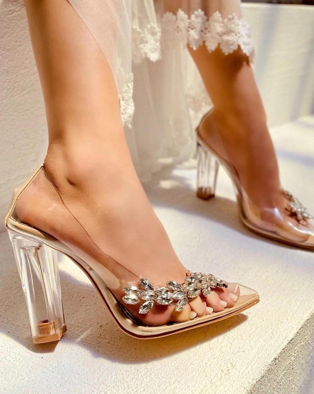 Wedding Shoes, Princess High Heel Bridal Shoes, Swaroski Stone Heeled Shoes, Custom Designed Shoes, Cinderella Bridal Shoes