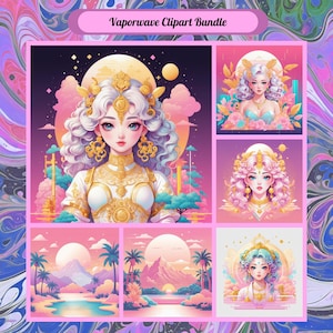 Vaporwave Clipart Bundle, Vaporwave Art Prints, Vaporwave SVG, Aesthetic PNG, Retro 80s Clipart, Vaporwave Pattern, Vaporwave Graphic Pack