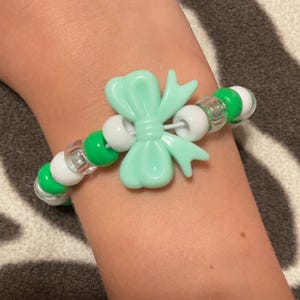 Cute Beaded Kandi Bracelet With Bow Bead