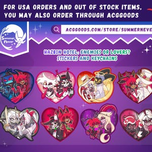 Hazbin Hotel: Enemies Heart Button Pins and Sticker