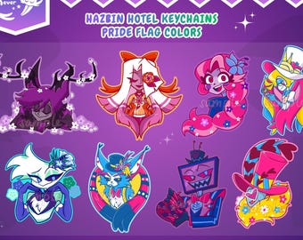 Conjunto de chaveiros Hazbin Hotel PRIDE Colors One [PRÉ-VENDA]