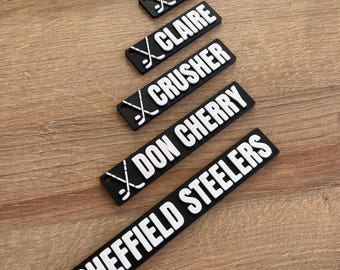 Chaveiro de hóquei no gelo personalizado: nome, taco e pingente de disco personalizados